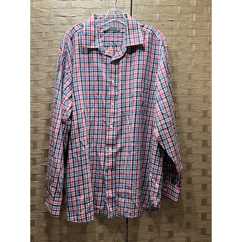 Daniel Cremieux Men's Plaid Dress Shirt Button Down Sz XXL Red White Blue EUC!